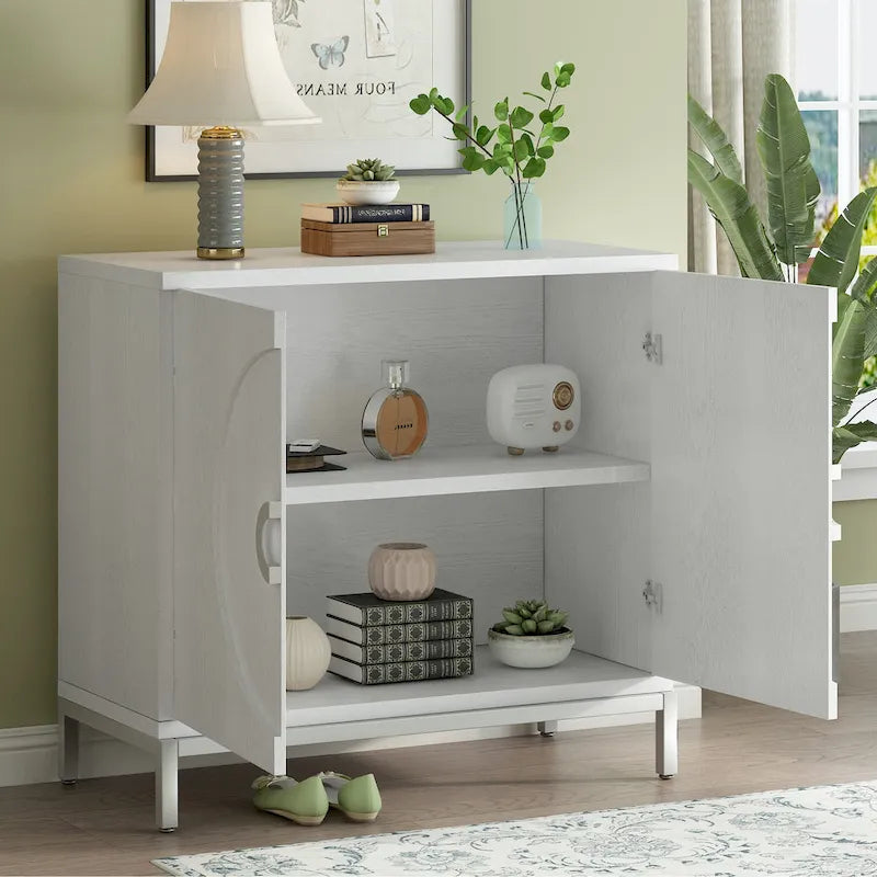 Accent Cabinet with Wood Veneer and Metal Legs