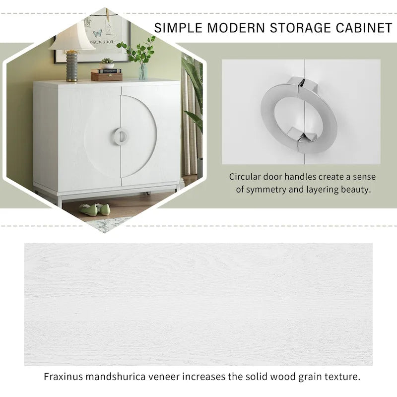 Accent Cabinet with Wood Veneer and Metal Legs
