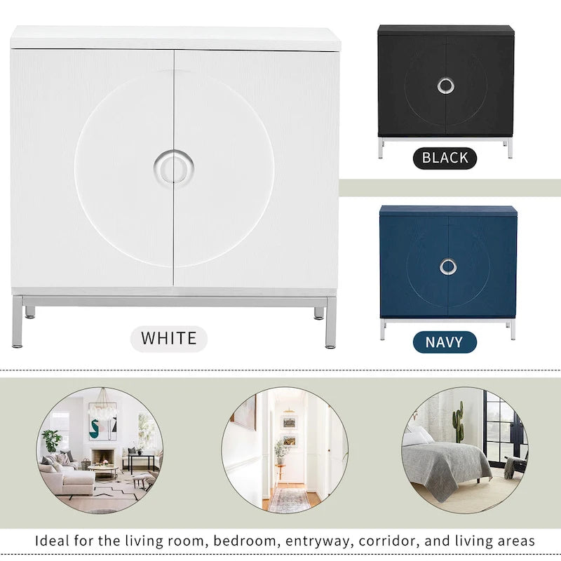 Accent Cabinet with Wood Veneer and Metal Legs