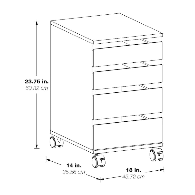 4-Drawer Mobile Storage Pedestal