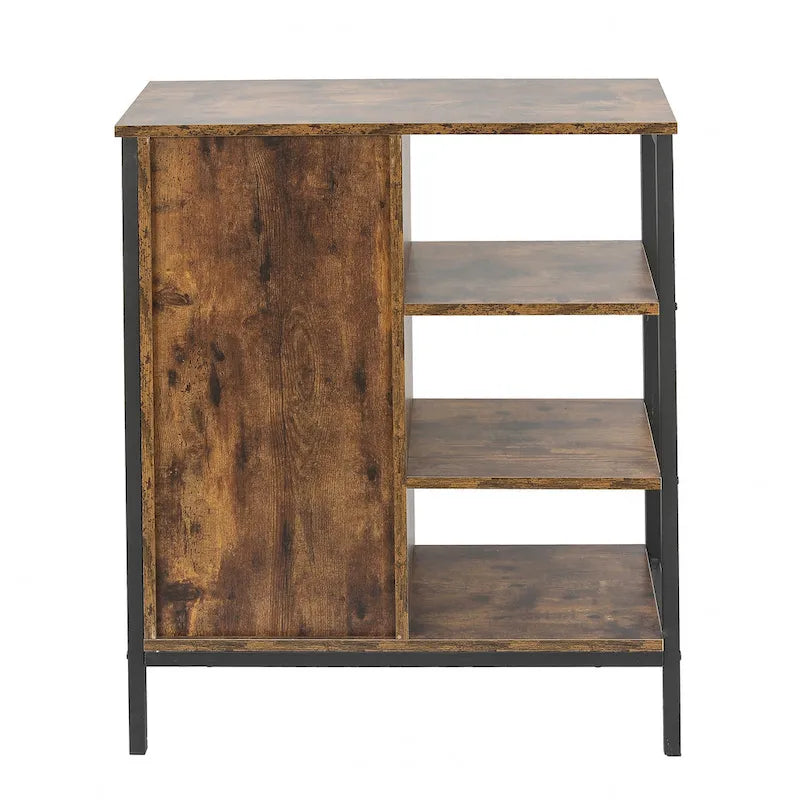 Walnut Storage Cabinet with 3 Shelves and 1 Door
