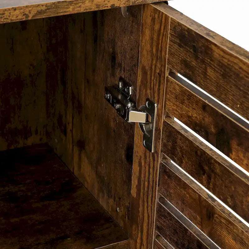 Walnut Storage Cabinet with 3 Shelves and 1 Door
