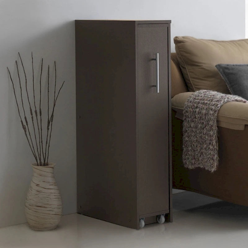 Modern Dark Brown Pull-Out Bookcase
