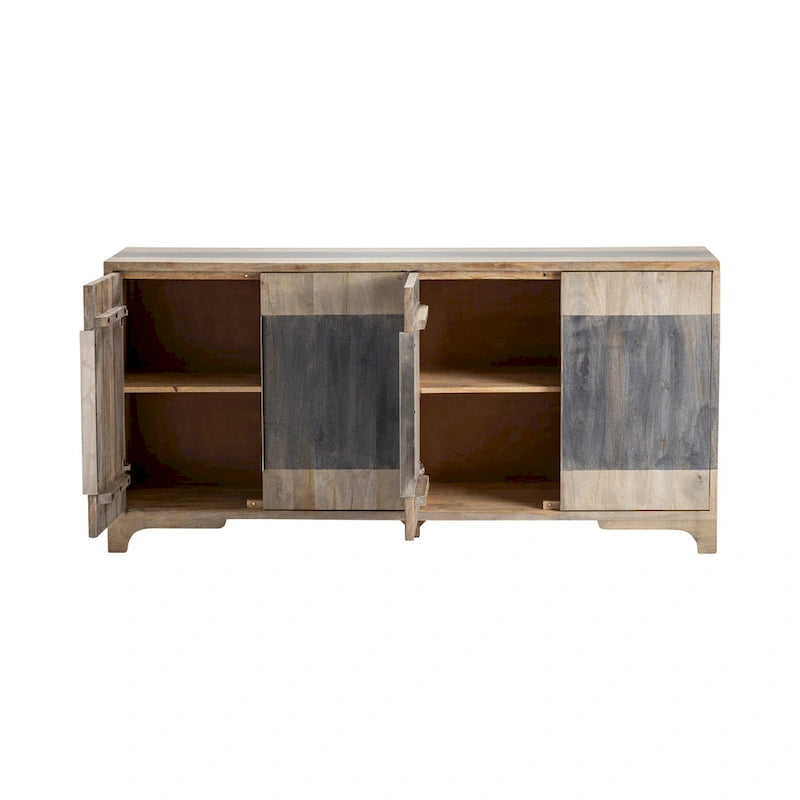 Mango Wood Four-Door Sideboard, Coffee Bar Cabinet - 70W x 18D x 33.5H