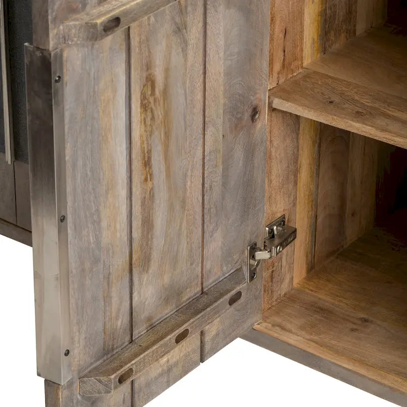Mango Wood Four-Door Sideboard, Coffee Bar Cabinet - 70W x 18D x 33.5H