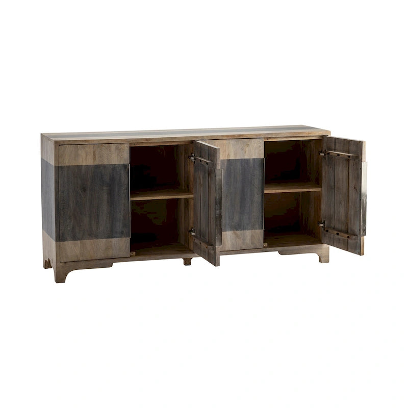 Mango Wood Four-Door Sideboard, Coffee Bar Cabinet - 70W x 18D x 33.5H