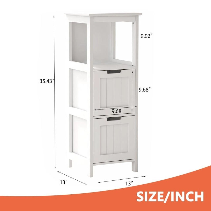 2-Drawer White Bathroom Floor Cabinet