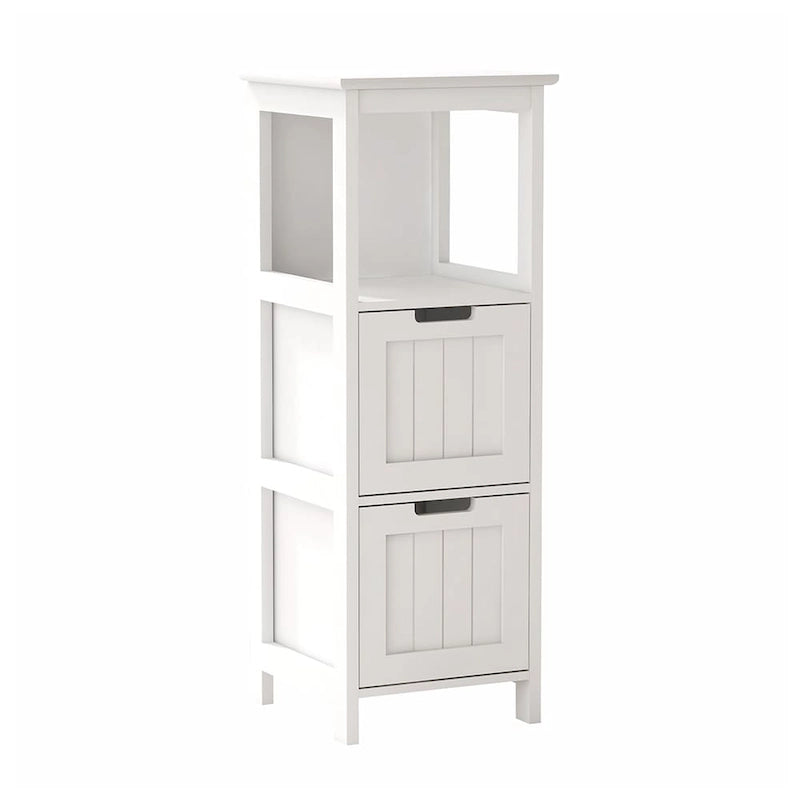 2-Drawer White Bathroom Floor Cabinet