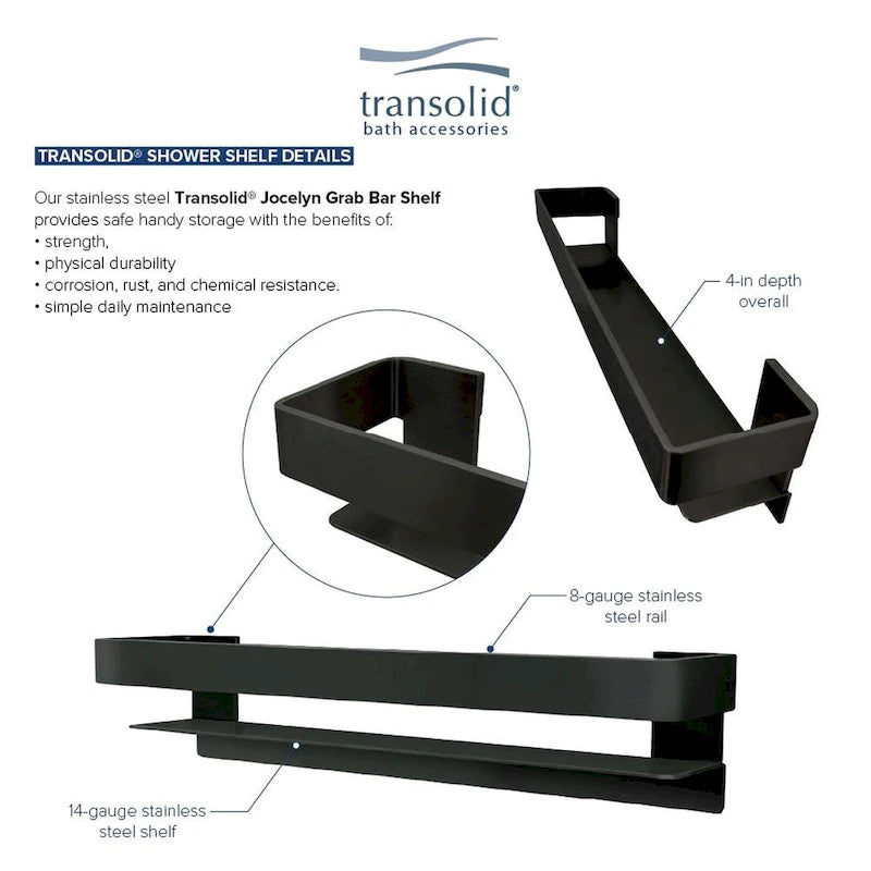 20-In Grab Bar Shelf with Safety Rail - 20x4x3
