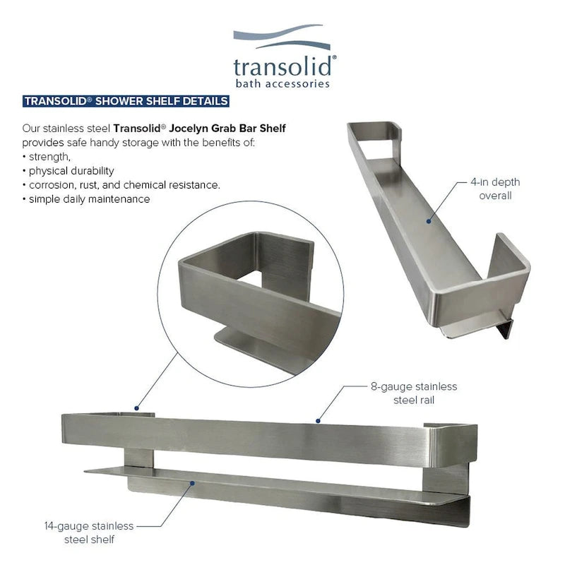 20-In Grab Bar Shelf with Safety Rail - 20x4x3