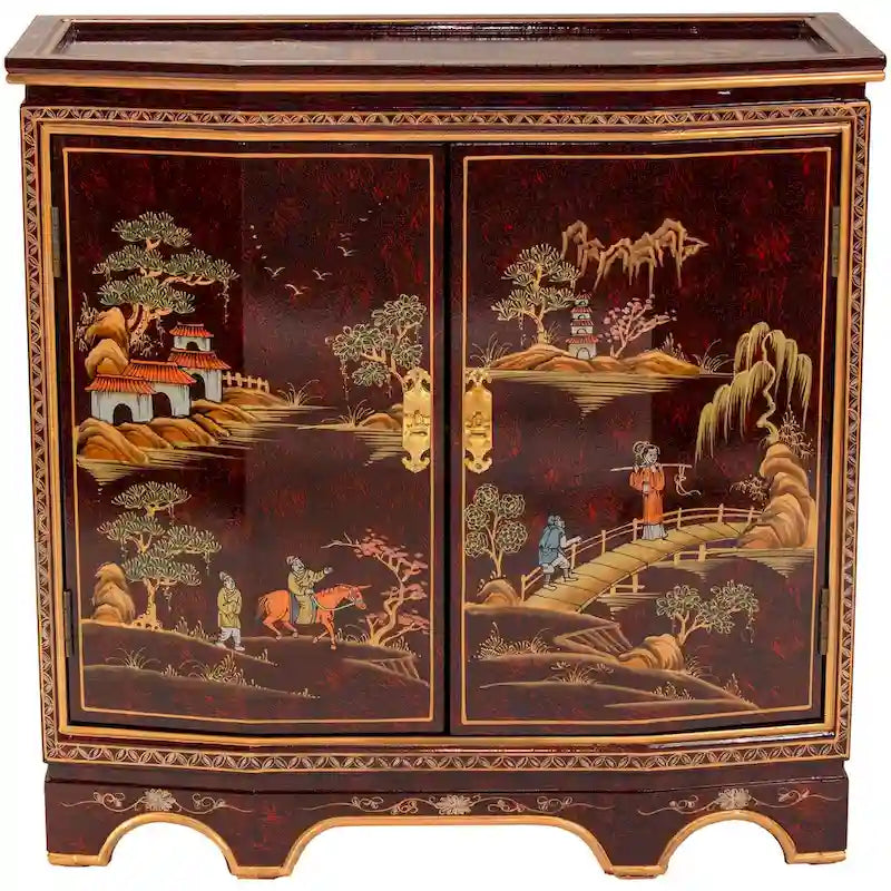 Red Lacquer Slant Sideboard