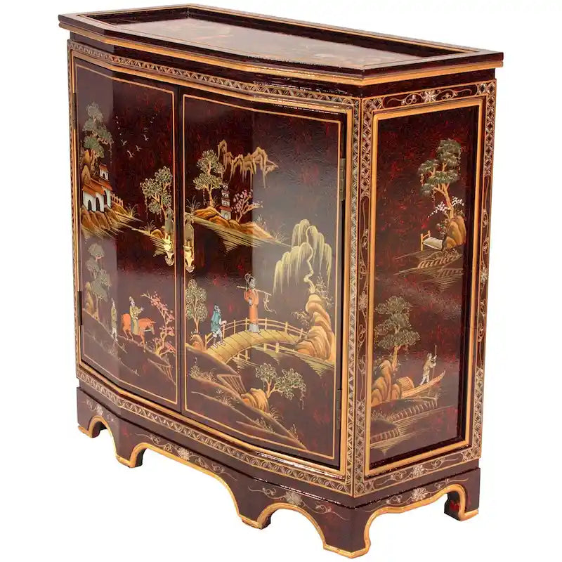 Red Lacquer Slant Sideboard