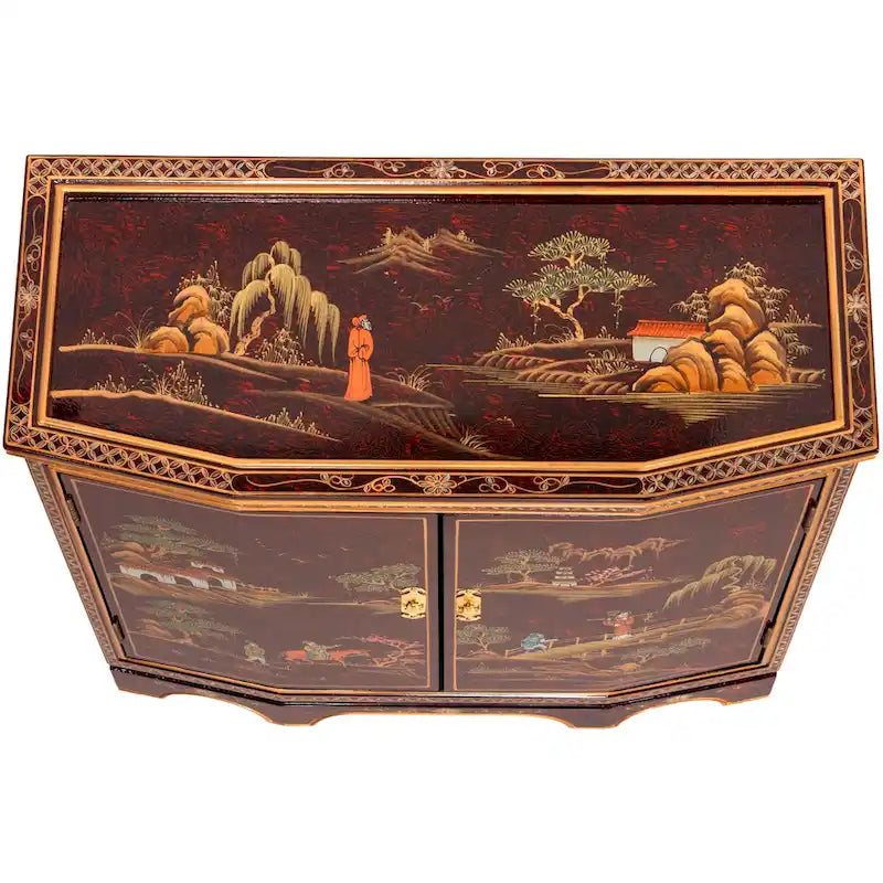Red Lacquer Slant Sideboard