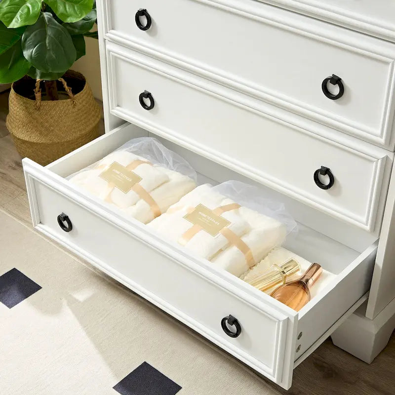 Modern 6-Drawer Dresser with Tall Storage Cabinet