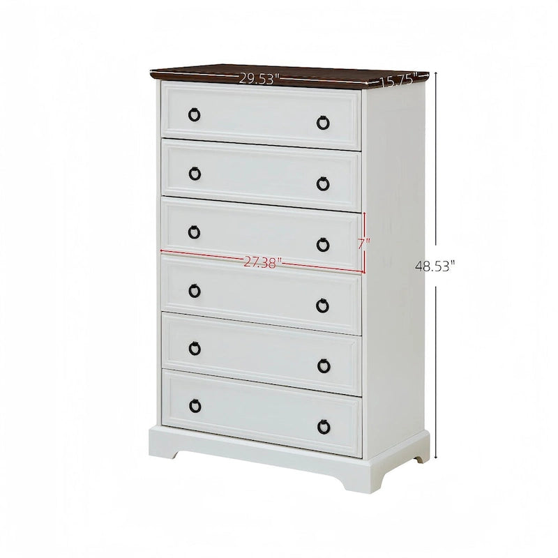 Modern 6-Drawer Dresser with Tall Storage Cabinet
