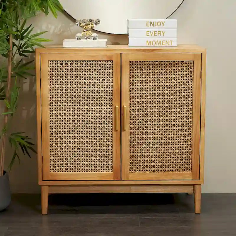 2-Door Cane Cabinet with Shelf