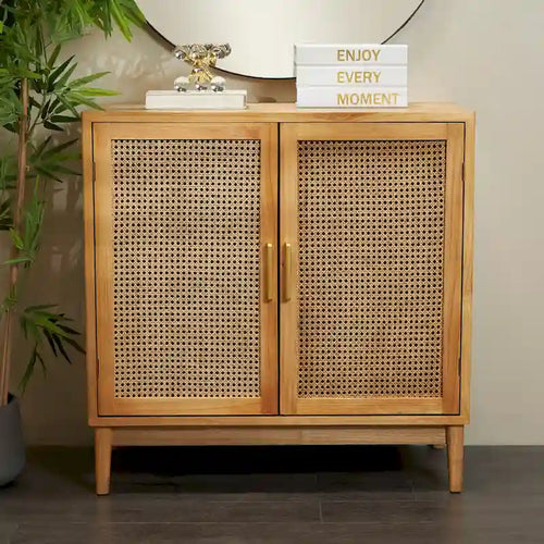 2-Door Cane Cabinet with Shelf