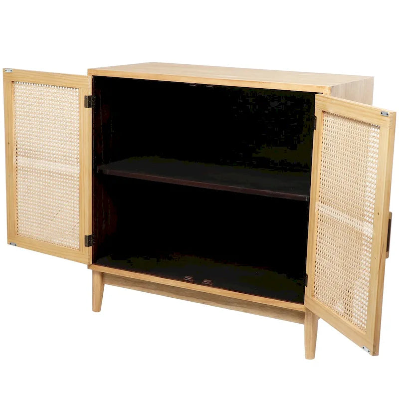2-Door Cane Cabinet with Shelf