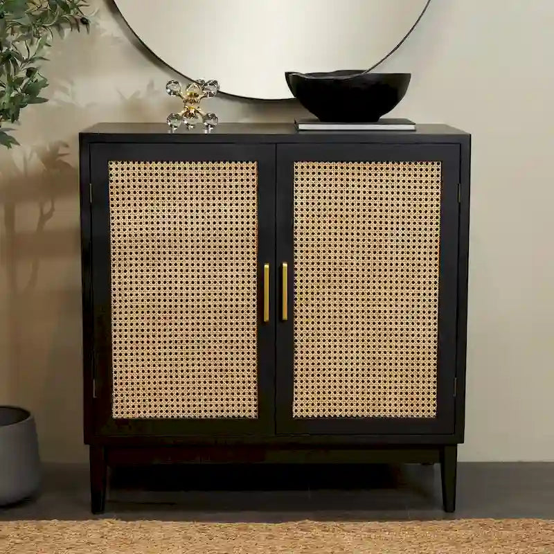 2-Door Cane Cabinet with Shelf