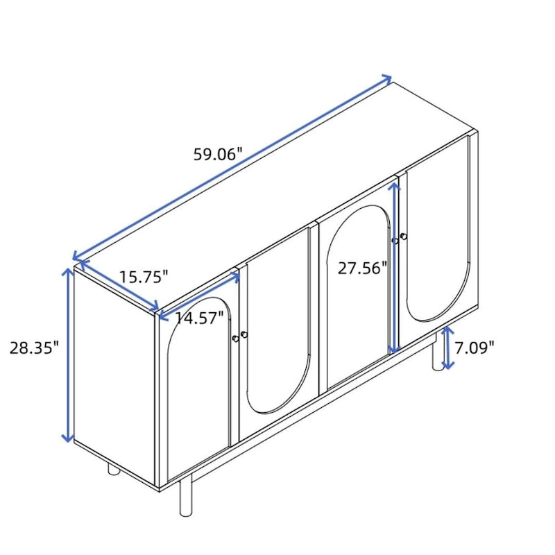 4-Door Storage Cabinet Buffet Sideboard