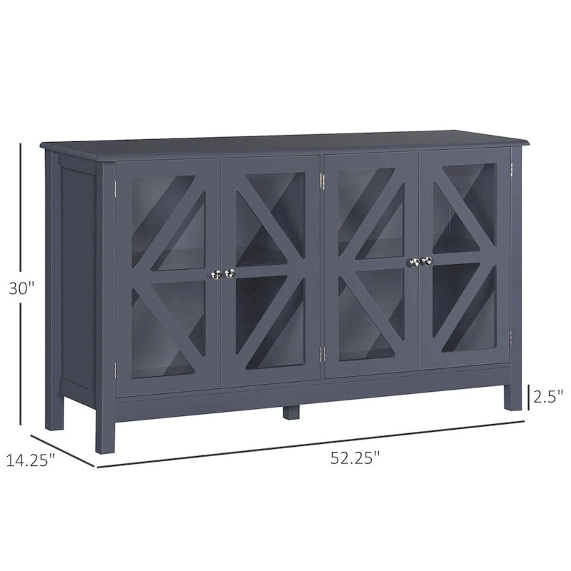 Kitchen Buffet Cabinet with Glass Doors and Adjustable Storage Shelf
