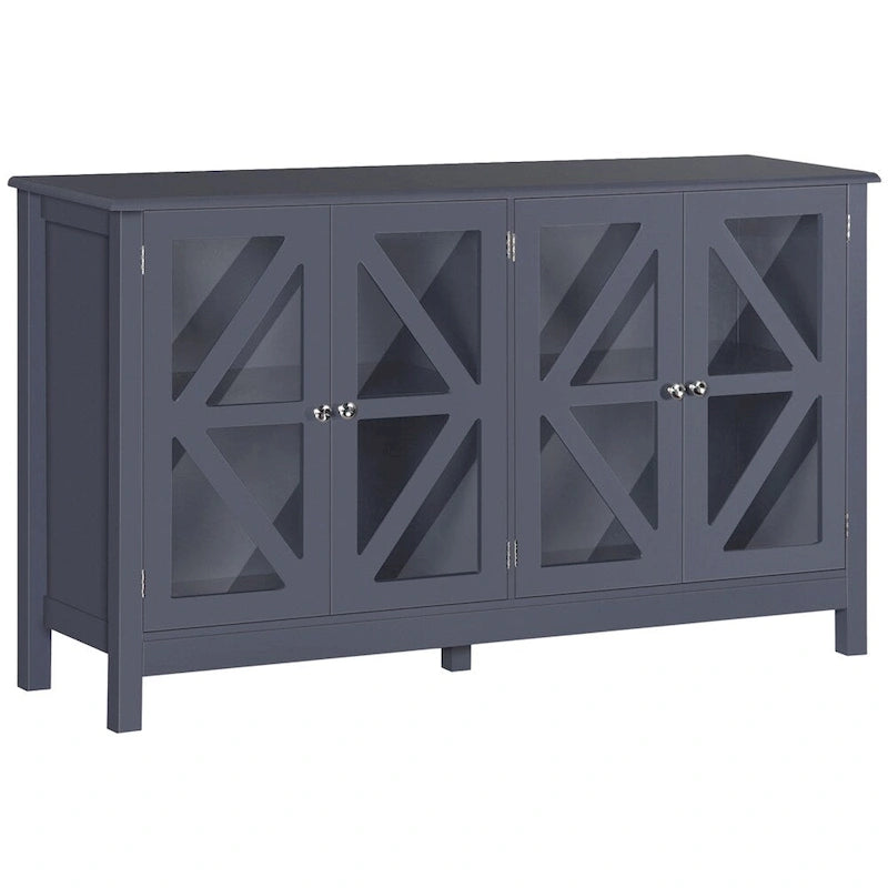 Kitchen Buffet Cabinet with Glass Doors and Adjustable Storage Shelf