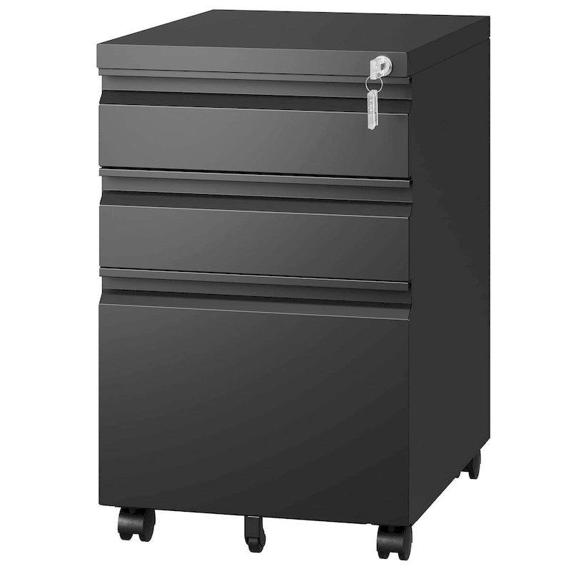 3 Drawer Mobile File Cabinet with Lock,Metal Filing Cabinets for Home Office Organizer Letters/Legal/A4,Fully Assembled