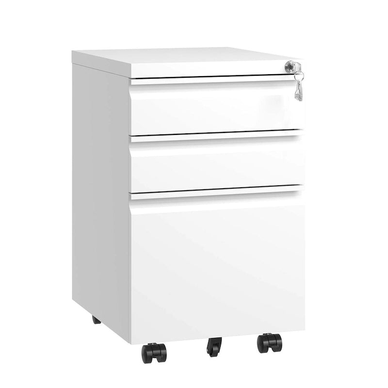 3 Drawer Mobile File Cabinet with Lock,Metal Filing Cabinets for Home Office Organizer Letters/Legal/A4,Fully Assembled