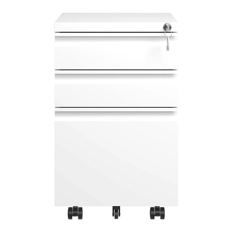 3 Drawer Mobile File Cabinet with Lock,Metal Filing Cabinets for Home Office Organizer Letters/Legal/A4,Fully Assembled