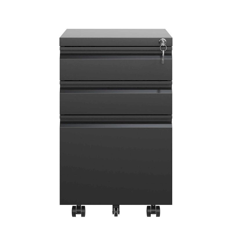 3 Drawer Mobile File Cabinet with Lock,Metal Filing Cabinets for Home Office Organizer Letters/Legal/A4,Fully Assembled