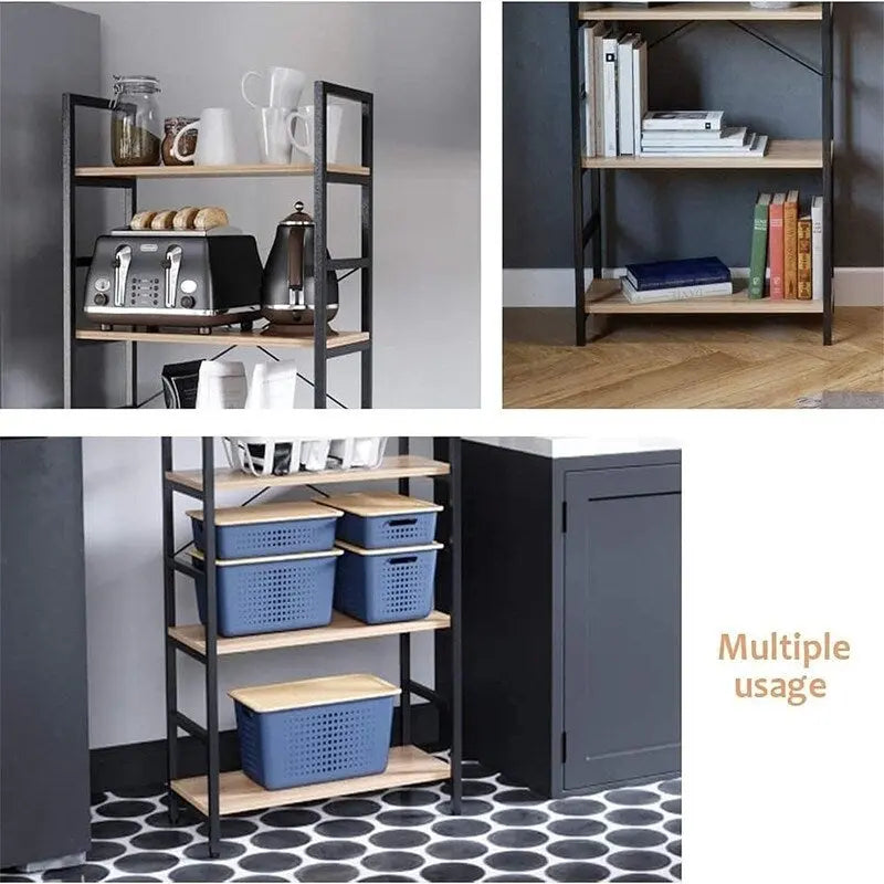 Natural Teak and Black Kitchen Base Cabinet Set, 15 ft Wide, 174 x 24 in