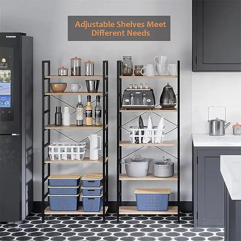 Natural Teak and Black Kitchen Base Cabinet Set, 15 ft Wide, 174 x 24 in