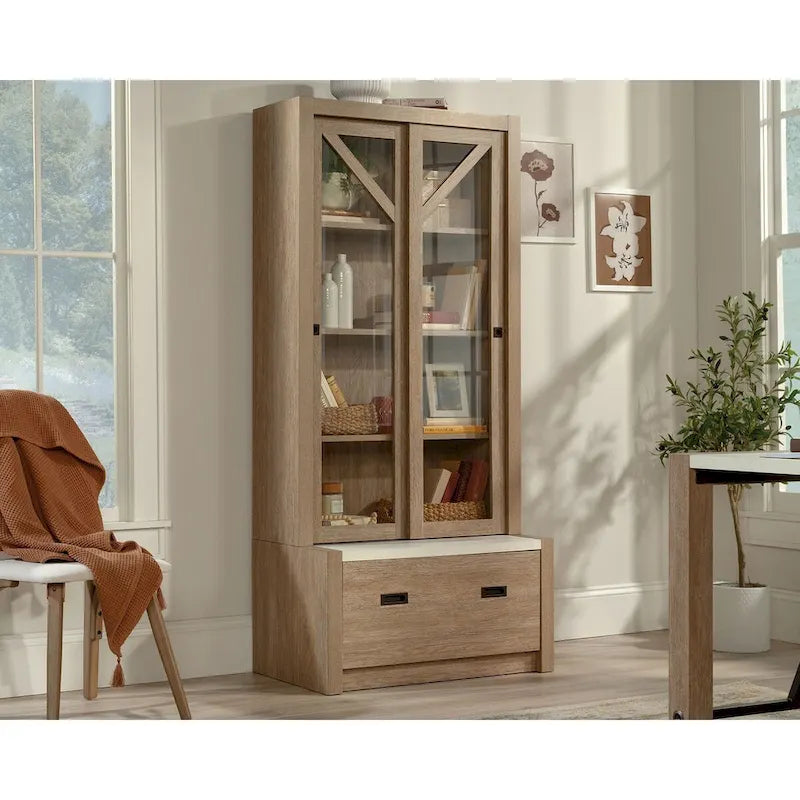 Sliding-Door Filing Bookcase in Brushed Oak