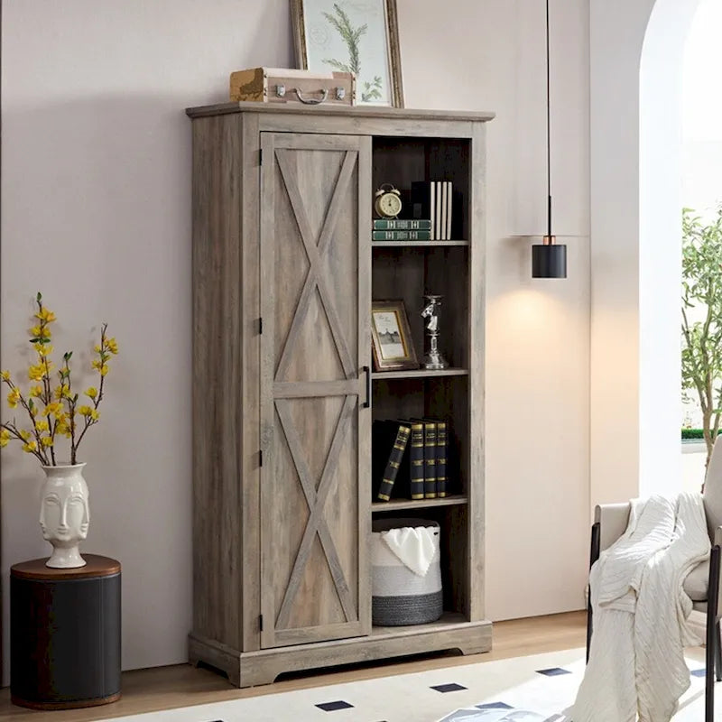 Tall Barn Door Storage Cabinet