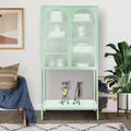 Arched Glass Storage Cabinet with Adjustable Shelves