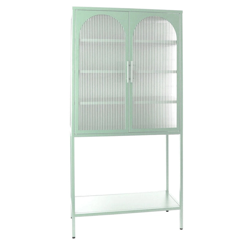 Arched Glass Storage Cabinet with Adjustable Shelves