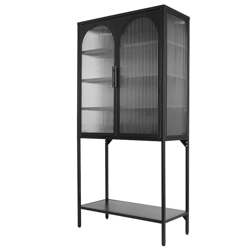 Arched Glass Storage Cabinet with Adjustable Shelves