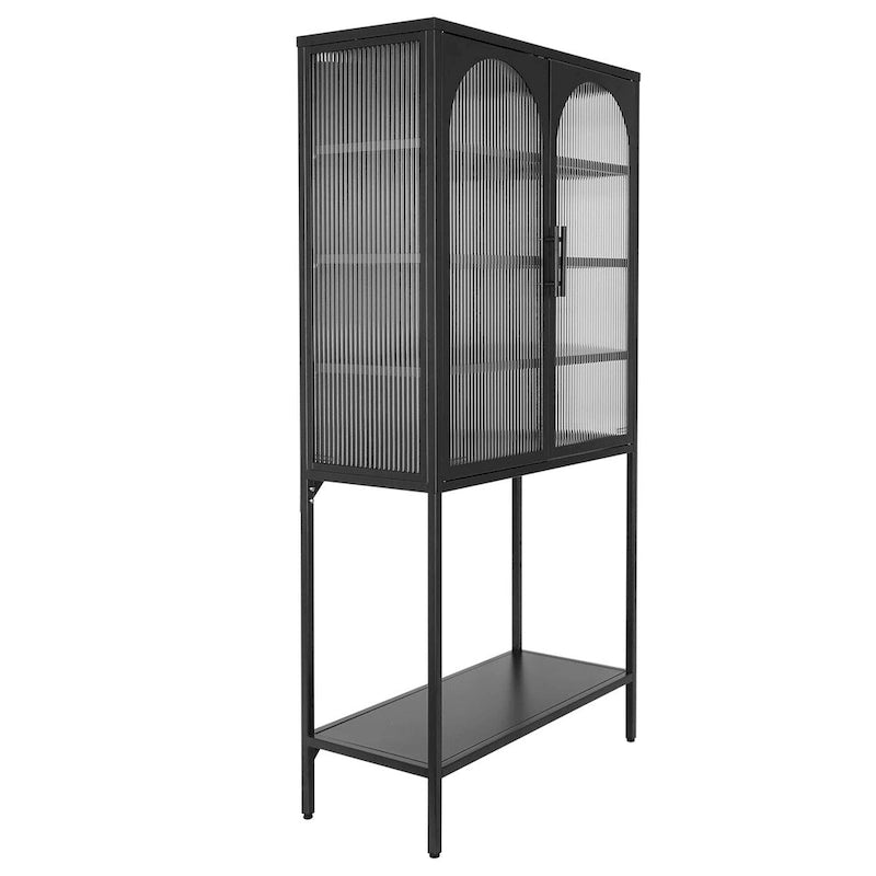 Arched Glass Storage Cabinet with Adjustable Shelves