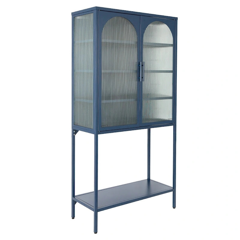 Arched Glass Storage Cabinet with Adjustable Shelves