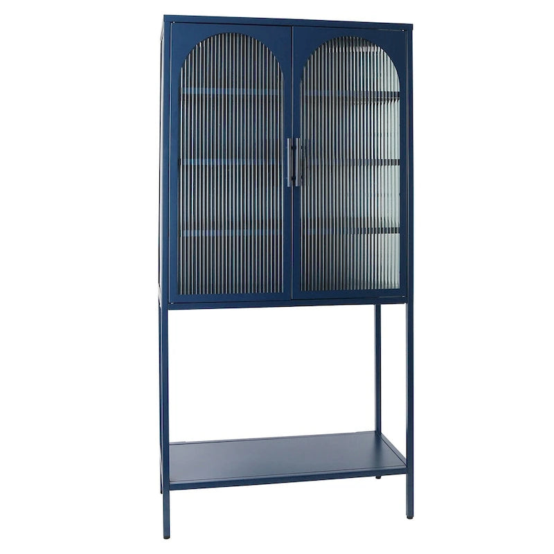 Arched Glass Storage Cabinet with Adjustable Shelves
