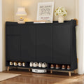 Adjustable Shelf Shoe Cabinet with Solid Wood Legs