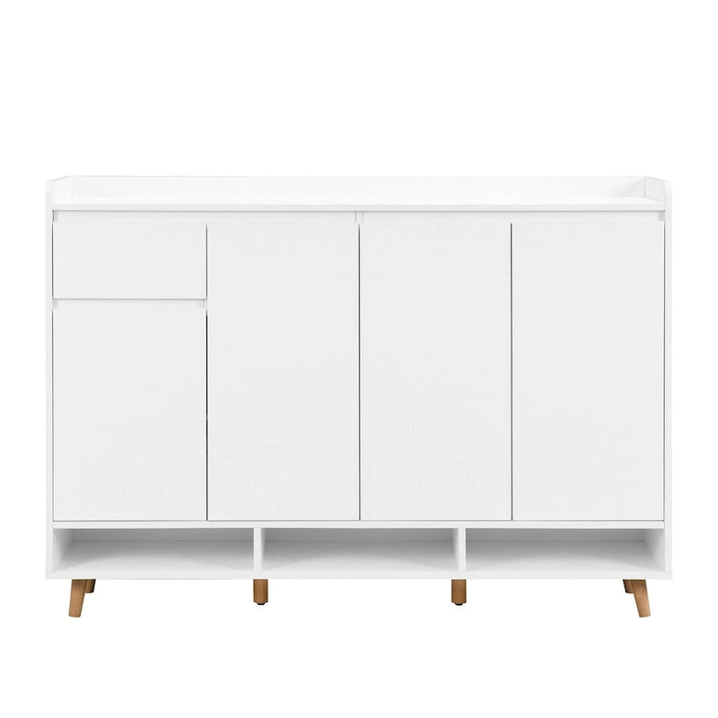 Adjustable Shelf Shoe Cabinet with Solid Wood Legs