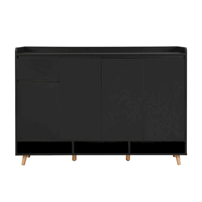 Adjustable Shelf Shoe Cabinet with Solid Wood Legs