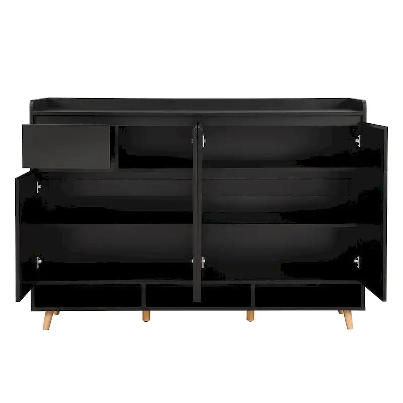 Adjustable Shelf Shoe Cabinet with Solid Wood Legs