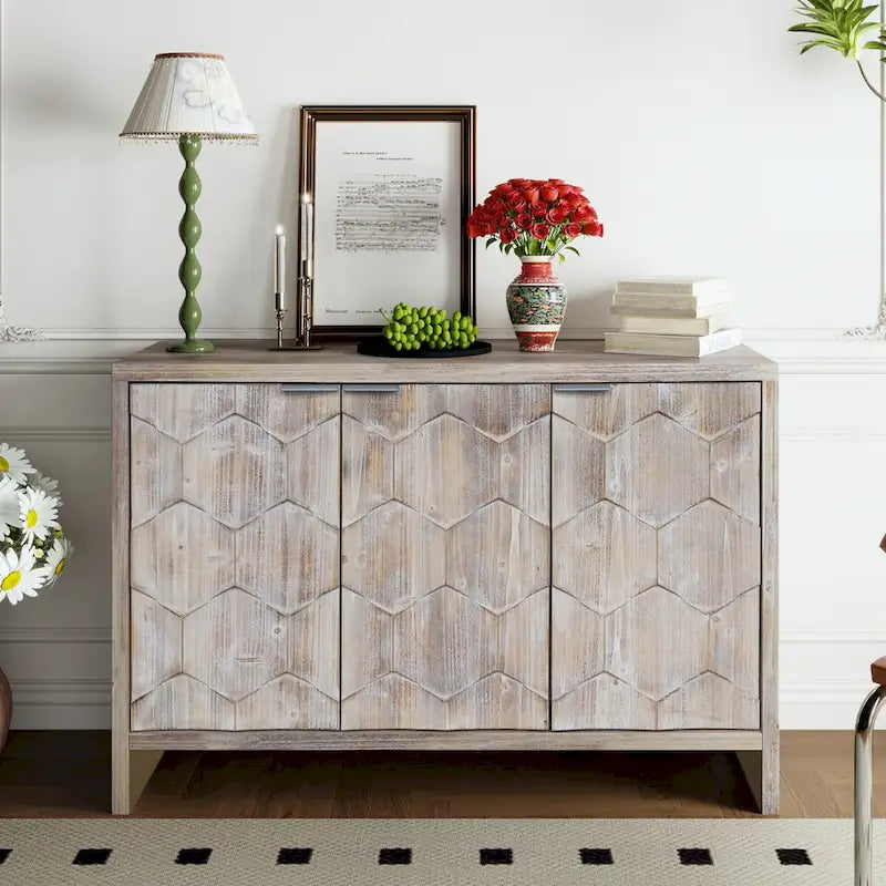 Accent Cabinet Farmhouse Style Wooden Cabinet Sideboard Buffet