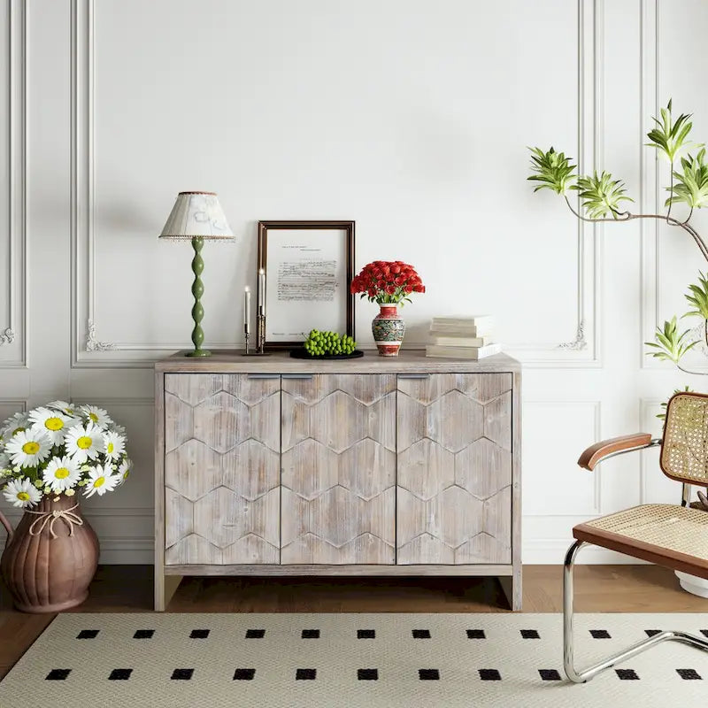Accent Cabinet Farmhouse Style Wooden Cabinet Sideboard Buffet