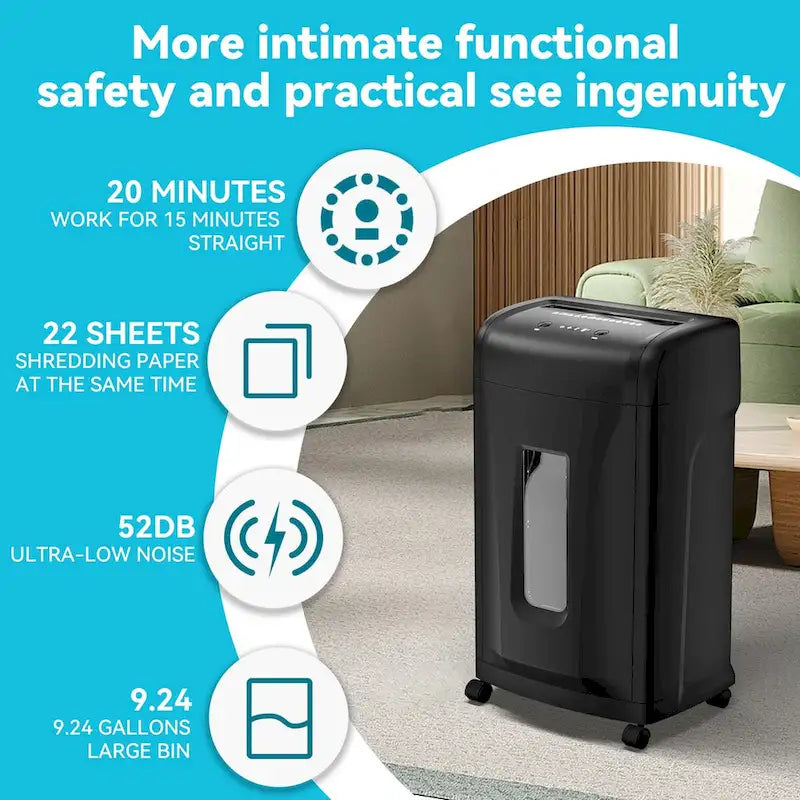 Heavy-Duty Cross-Cut Paper Shredder, 22-Sheet Capacity