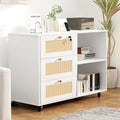 3-Drawer Filing Cabinet with Lock and Open Shelves