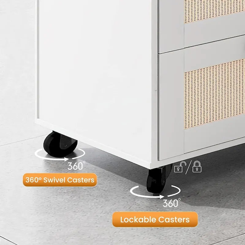 3-Drawer Filing Cabinet with Lock and Open Shelves