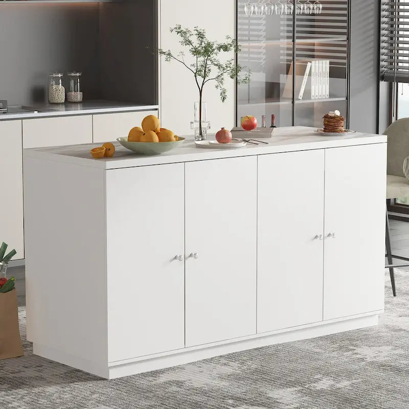 White Storage Sideboard with Six Drawers - 63 in